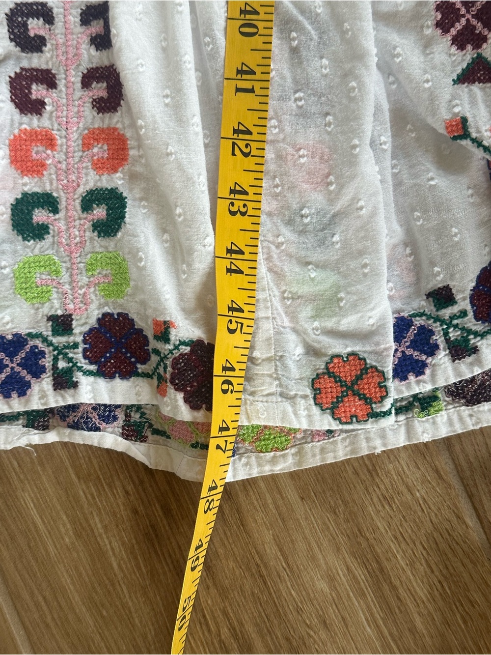 White Embroidered Maxi Dress with Pink Tassels - Picture 6 of 7